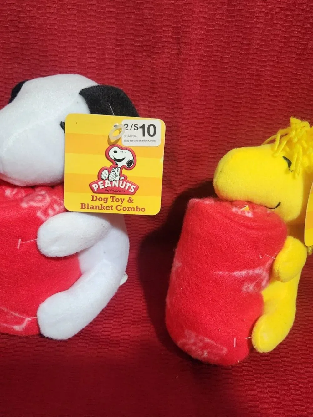 Peanuts Snoopy & Linus Dog Toy Blanket Combo Plush Squeaky NWT 2013 Set